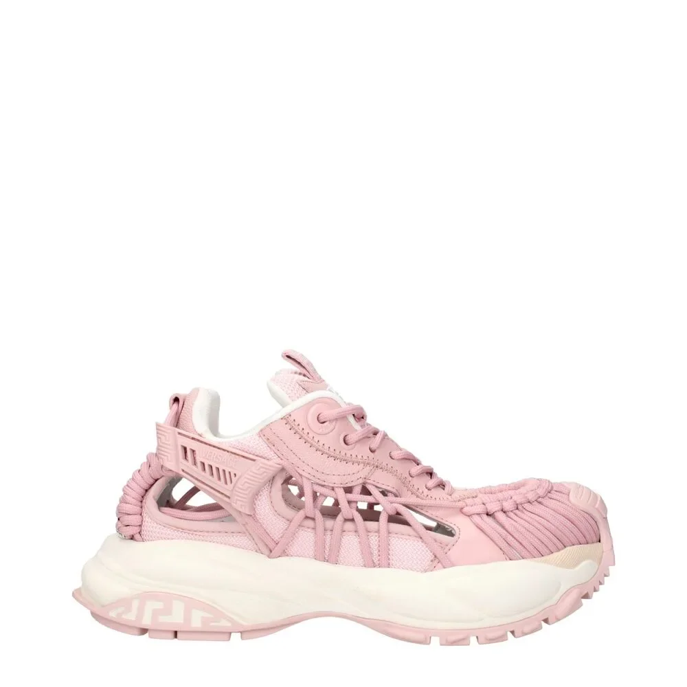 Versace Pink Leather Chunky Sneakers - Picture 1 of 6